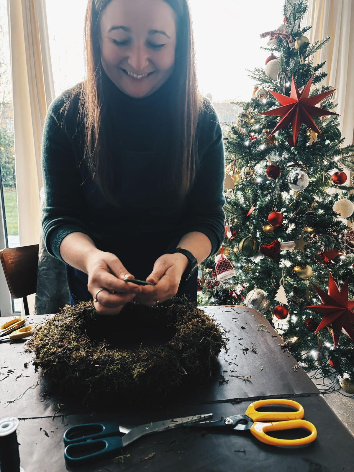 Christmas wreath making workshop with Fashioned Flowers
