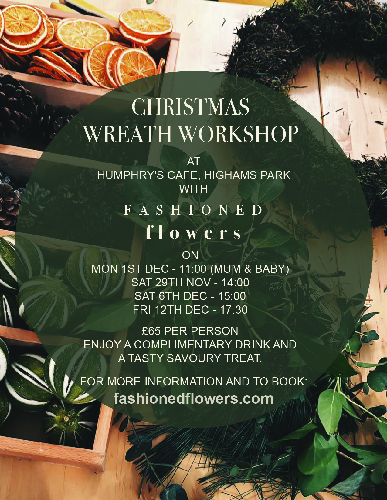 Christmas wreath making workshop with Fashioned Flowers